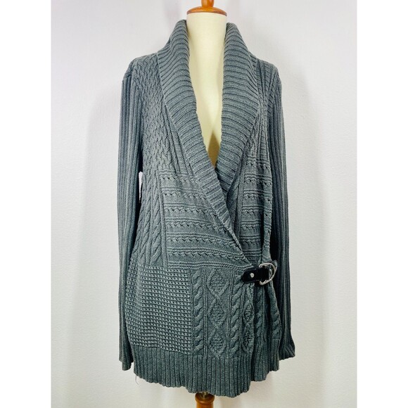 Ralph Lauren Gray Knit Cardigan XL Dark Gray Knit Sweater Cardigan RL Sweater XL - Picture 1 of 16